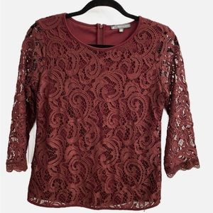 Adrianna Papell Burgundy Lace Top